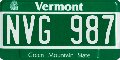 VT license plate NVG987