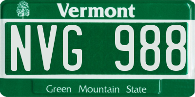 VT license plate NVG988