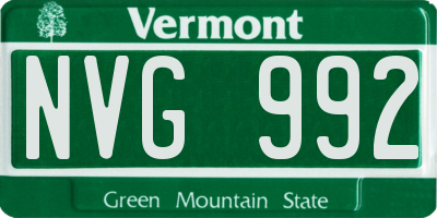 VT license plate NVG992