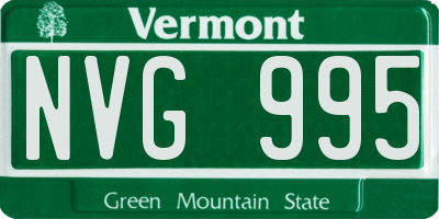 VT license plate NVG995