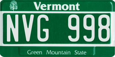 VT license plate NVG998