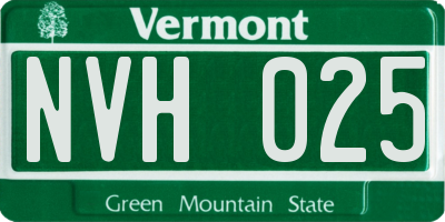 VT license plate NVH025