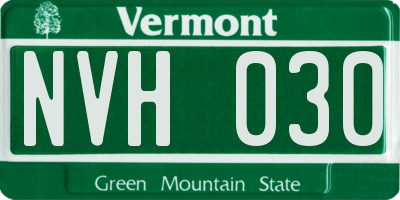 VT license plate NVH030