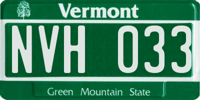 VT license plate NVH033