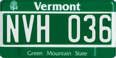 VT license plate NVH036