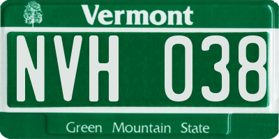 VT license plate NVH038