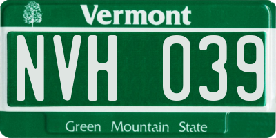 VT license plate NVH039