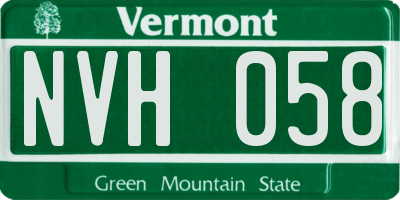 VT license plate NVH058