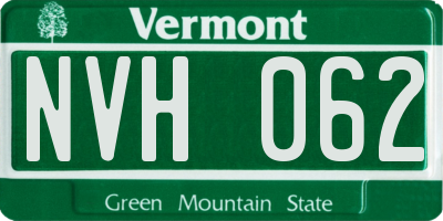 VT license plate NVH062