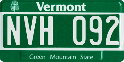 VT license plate NVH092