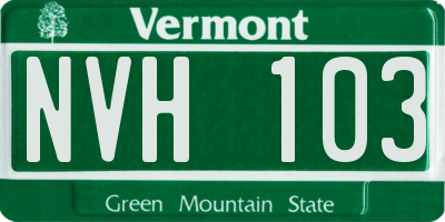 VT license plate NVH103