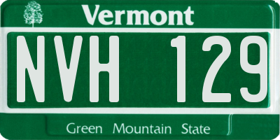 VT license plate NVH129