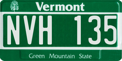 VT license plate NVH135