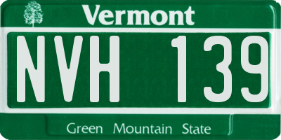 VT license plate NVH139
