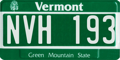 VT license plate NVH193