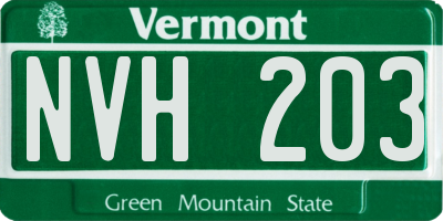 VT license plate NVH203