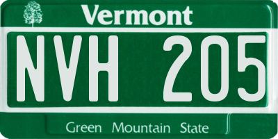 VT license plate NVH205