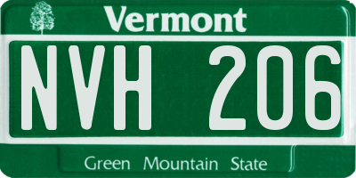 VT license plate NVH206