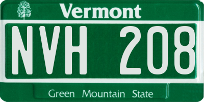 VT license plate NVH208