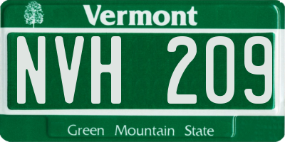 VT license plate NVH209