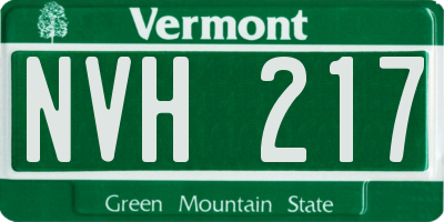 VT license plate NVH217