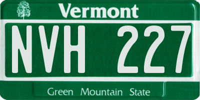 VT license plate NVH227