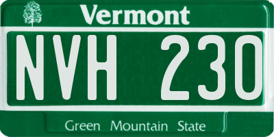 VT license plate NVH230