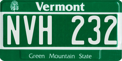VT license plate NVH232