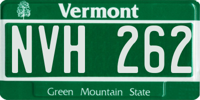 VT license plate NVH262