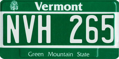 VT license plate NVH265