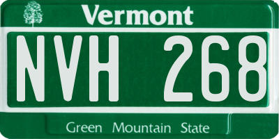 VT license plate NVH268