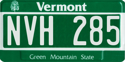 VT license plate NVH285