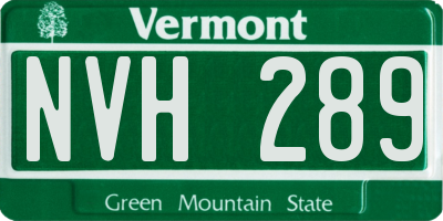 VT license plate NVH289