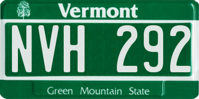 VT license plate NVH292