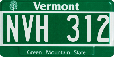 VT license plate NVH312