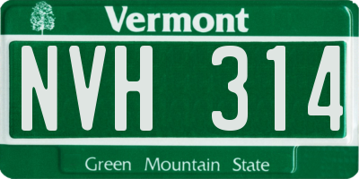 VT license plate NVH314