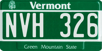 VT license plate NVH326