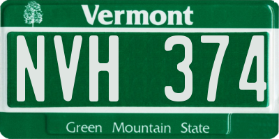 VT license plate NVH374