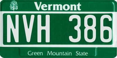 VT license plate NVH386