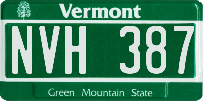 VT license plate NVH387