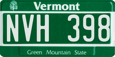 VT license plate NVH398