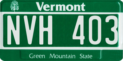 VT license plate NVH403