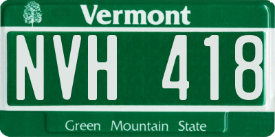 VT license plate NVH418