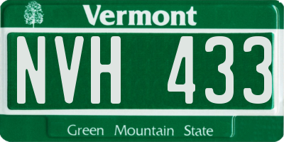 VT license plate NVH433