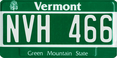 VT license plate NVH466
