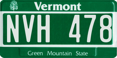VT license plate NVH478