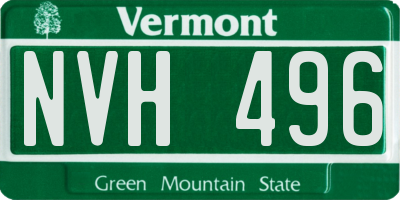 VT license plate NVH496