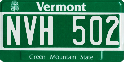 VT license plate NVH502