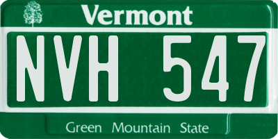 VT license plate NVH547