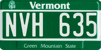 VT license plate NVH635